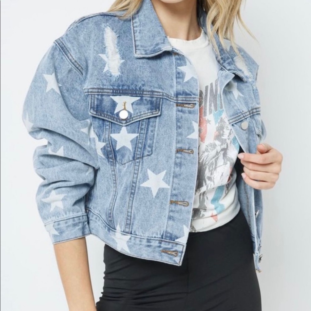 Bleached Star Light Wash Denim Jacket